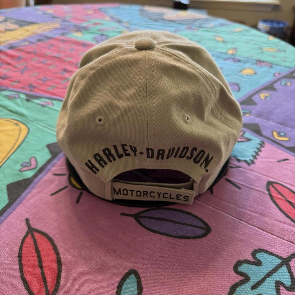 Vintage 00s Harley Davidson Embroidered Grey Biker Cap Hat OSFA - Picture 2 of 4